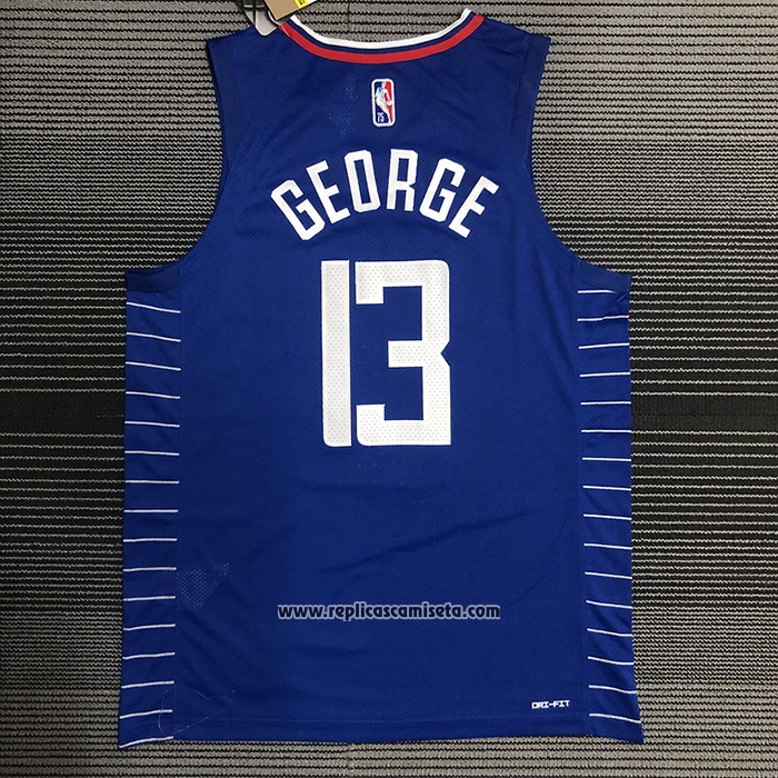 Camiseta Los Angeles Clippers Paul George #13 Icon 2020-21 Autentico Azul